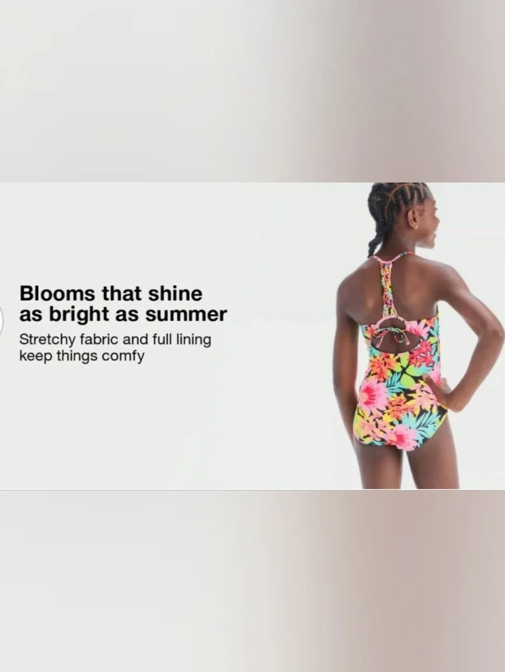 Girls' Sunrise Blooms Floral Printed One Piece Swimsuit art class Sz S(6/7) M(8)